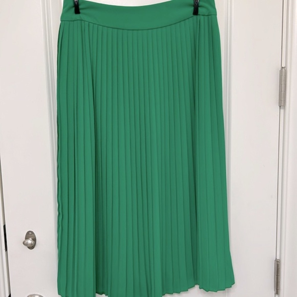 J. Crew Factory Green Pleated Midi Skirt